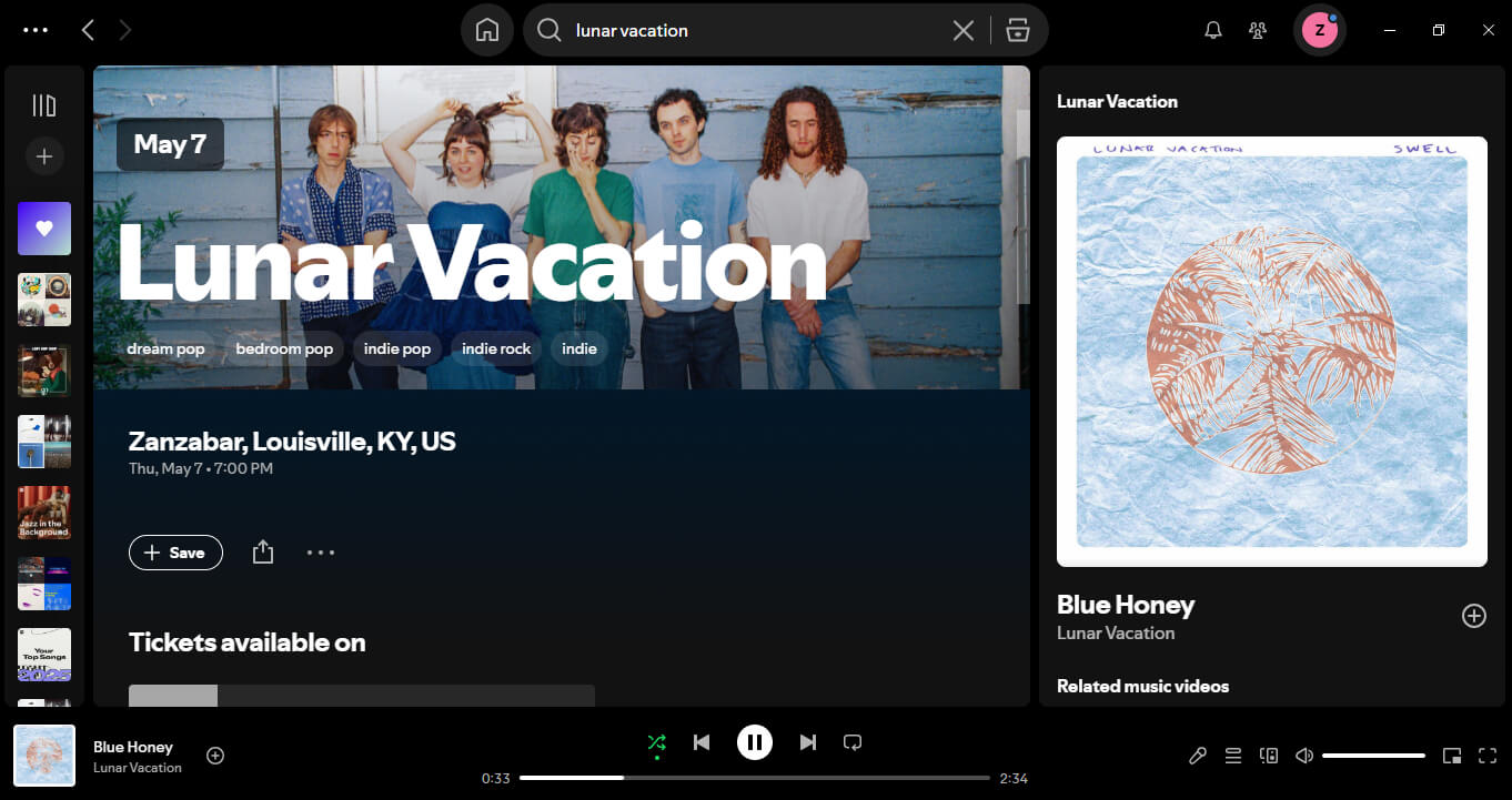Concerts de Lunar Vacation sur Spotify
